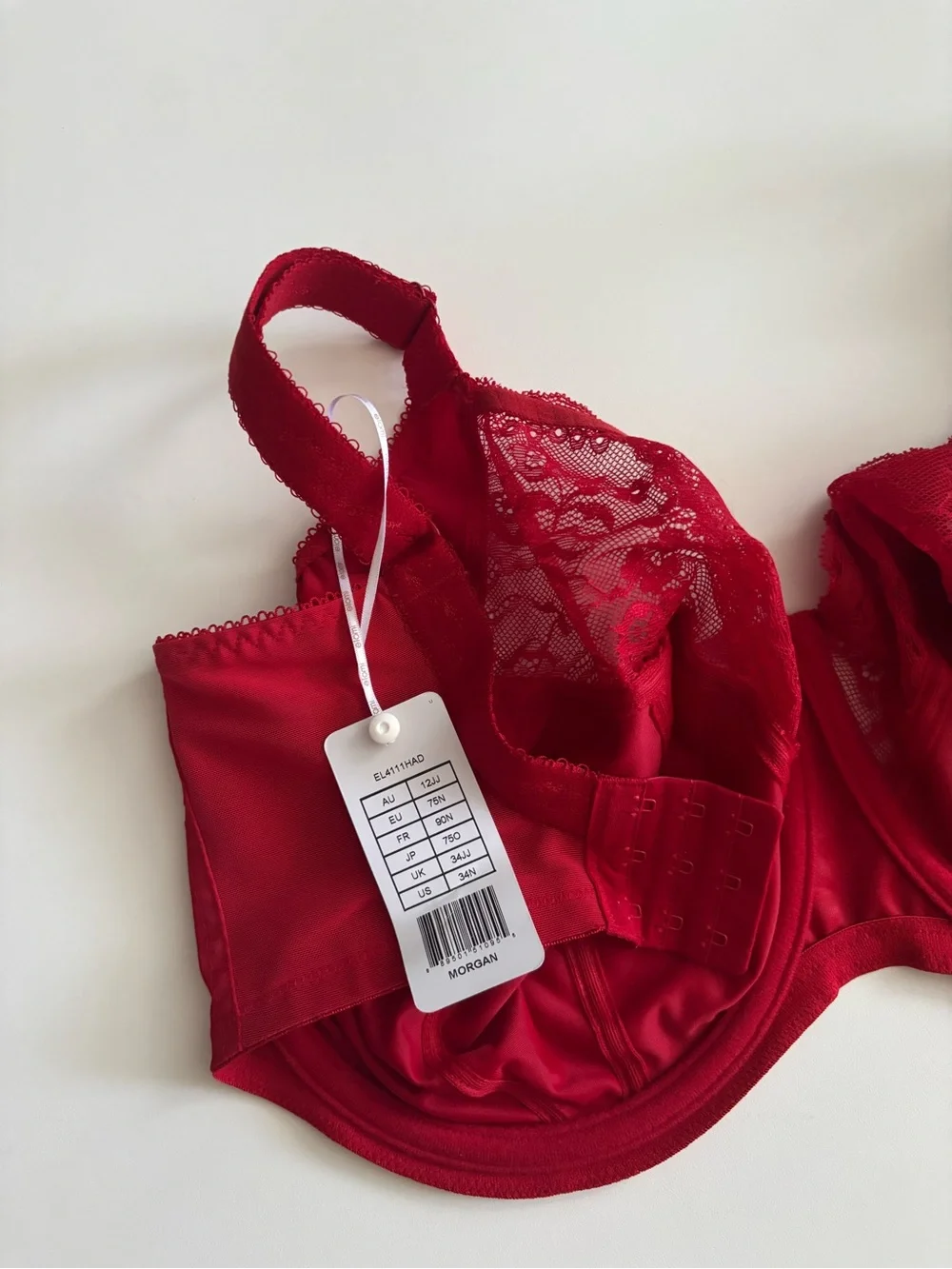 Elomi Full Figure Unlined Underwire Haute Red Morgan Bra NWT EL4111HAD US 34N